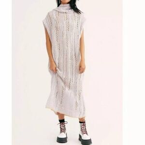 Free people pirouette lilac wool blend open stitch tunic size xs/s